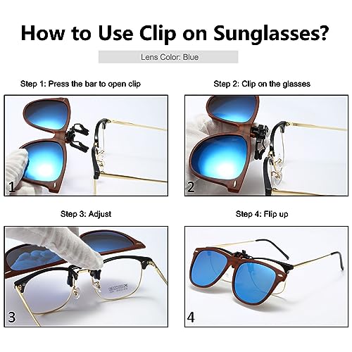 Image of Long Keeper Clip On Sunglasses - Polarized Flip Up Clip-on Sunglasses for Women & Men - Over Prescription Glasses