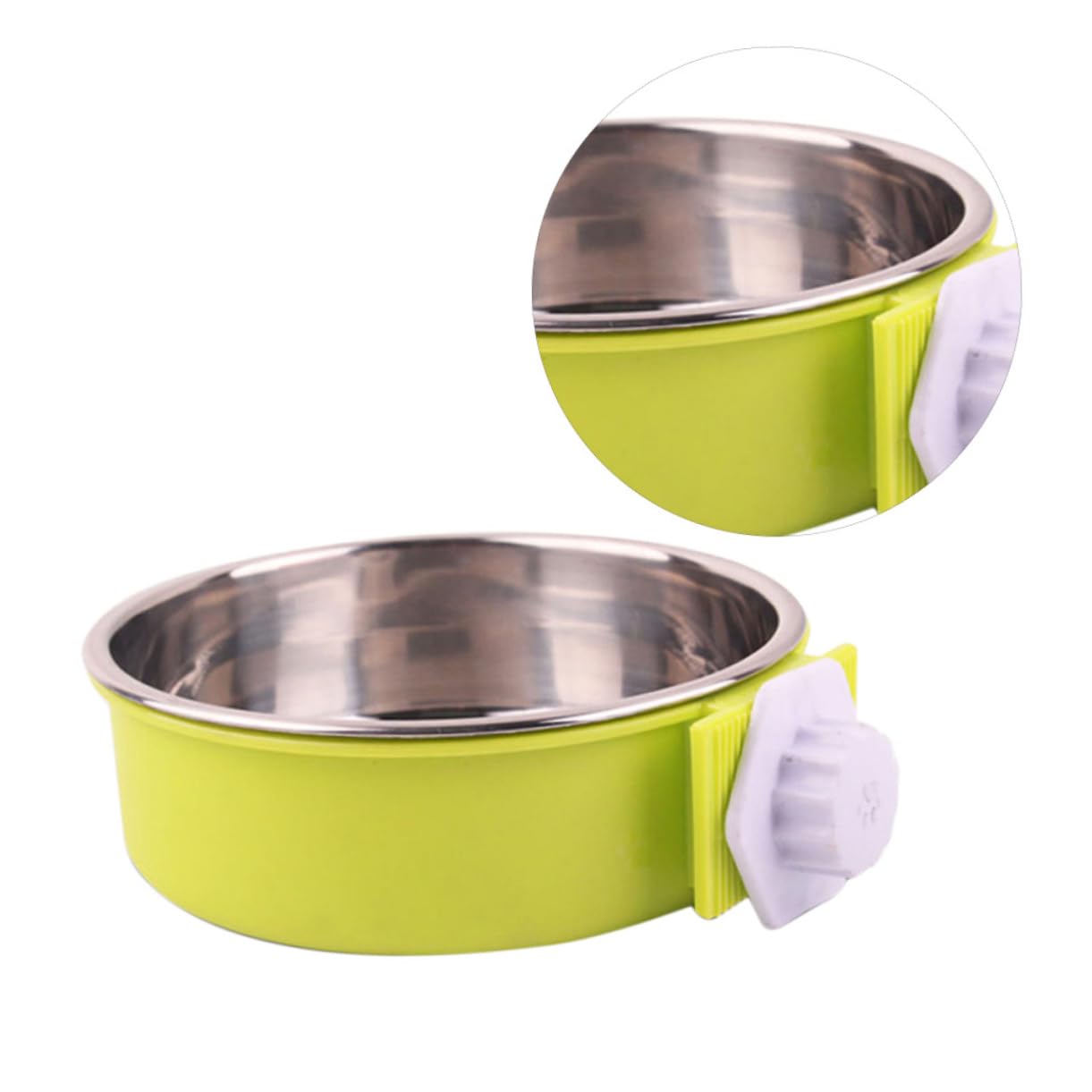 COSMEVIVI Stainless Steel Dog Bowl Pet Feeder for Crate Easy Cleaning Portable Hanging Bowl Size s Green