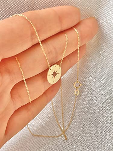 JEWELHEART 14K Real Gold Pendant Necklace,Thin Gold Chain, Solid Gold Necklace For Women, Good Luck Elephant Necklace, Gold Butterfly Necklace, Compass Necklace4