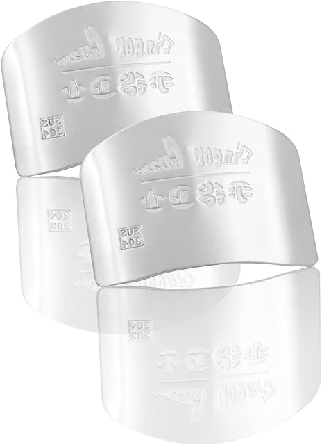 304 Stainless Steel Finger Guard Kitchen Finger Protector Knife Guard Finger Protector Stainless Hand Guard Avoid Hurting When Slicing and Dicing in Kitchen, 2PCS Finger Protection Tool