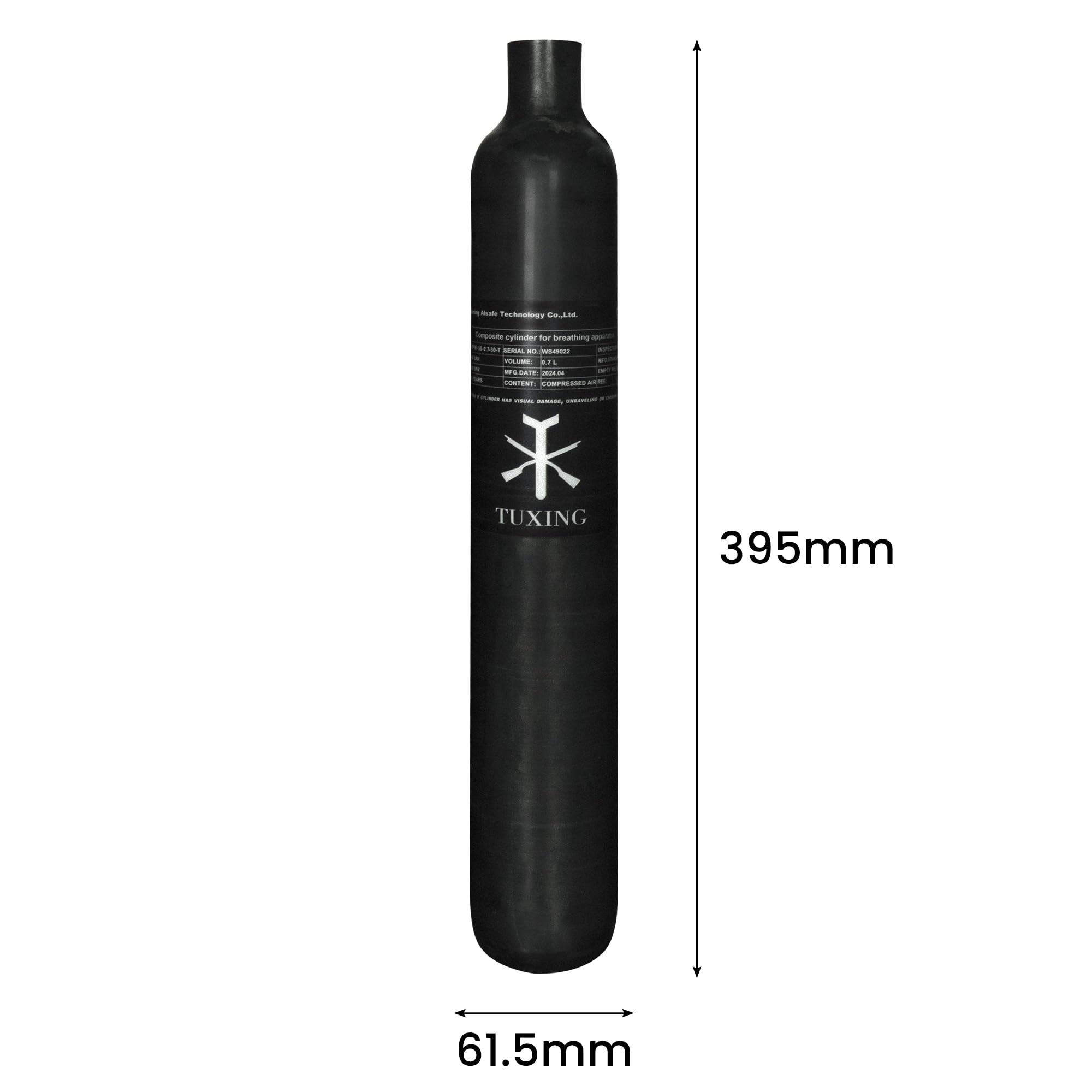 TUXING 30Mpa 4500Psi 0.7L 42Cu en 700cc Tanque HPA de Fibra de Carbono, Cilindro de Gas, Paintball Hunting para PCP Air Rifle Gun Daystate y FX Thread M18 * 1.5