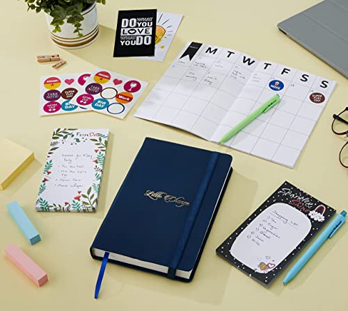 Image of Amazon Basics Undated 2026 Planner with Daily, Weekly and Monthly Sections, To-Do Lists, Bookmarks and Stickers (A5, Blue)