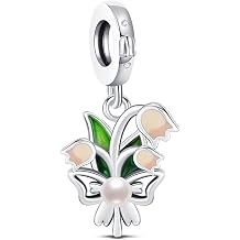KEQ Flower Charms for Bracelets Necklace S925 Xmas Mothers Day DIY Cherry Blossom Lily Lotus Christmas Gifts for Women Mom Wife