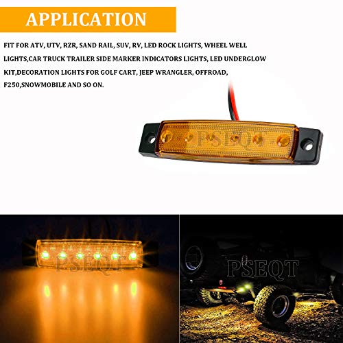 Pseqt 10 Pcs Led Rock Strip Lights Car Underglow Wheel Fender Well Lighting Kits Waterproof For Golf Cart Wrangler Offroad Truck Rv Utv Atv Snowmobile (Amber Yellow) #TOP2