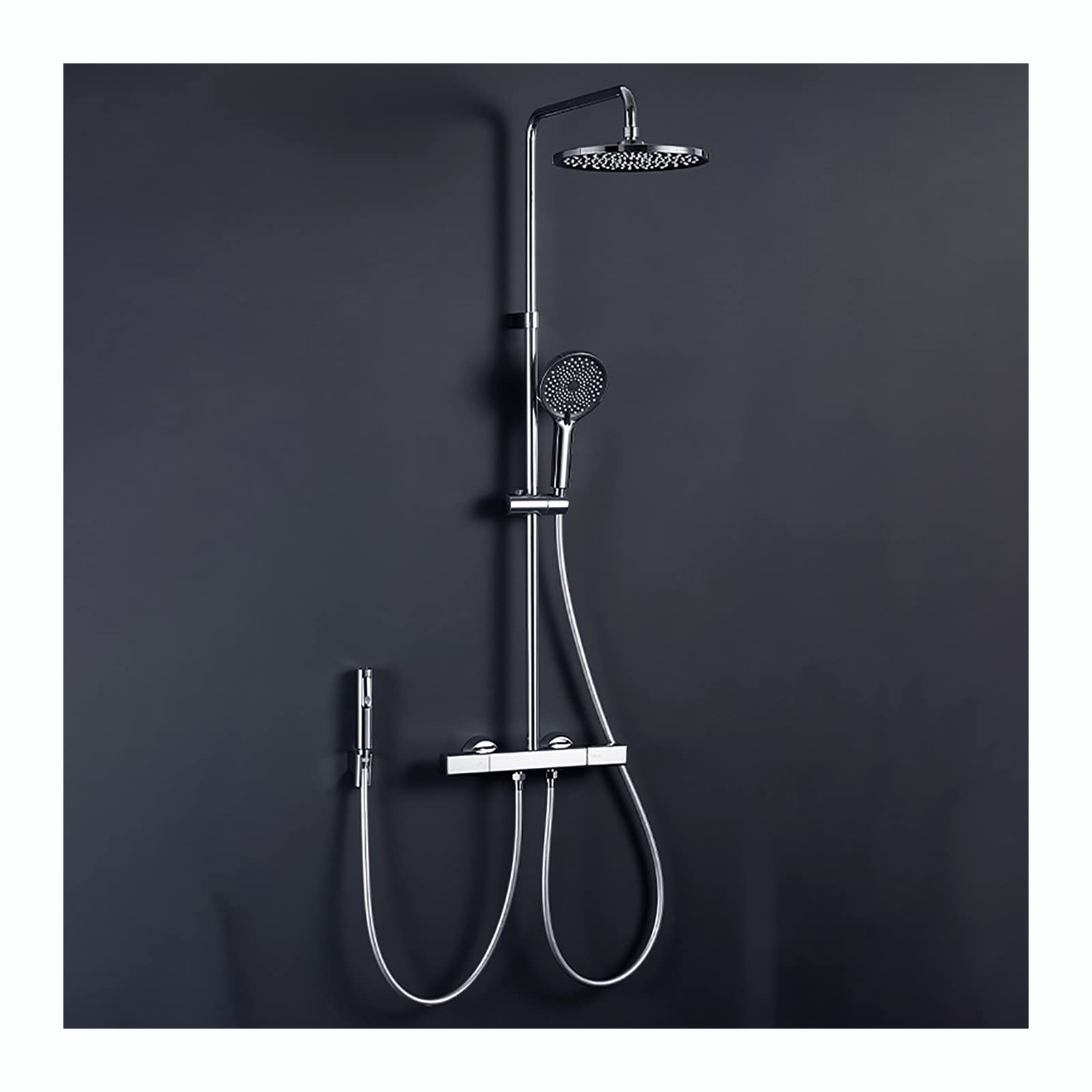 CWCQGH Rain Shower with 10 Inch Shower Head, Shower Faucet Set Wall Mounted Shower Combo Set Brass Rain Mixer Shower with Tub Spout, 3 Modes Handheld Shower, Bidet Sprayer,Chrome