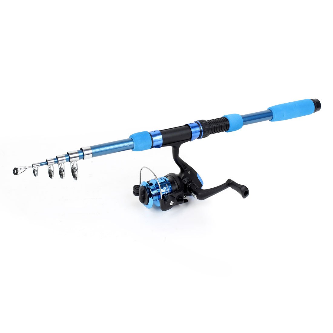 F FABOBJECTS® Retractable 6 Sections Blue Foam Handle Fishing Rod 2M w Spinning Reel - SN: 1df f5a 5cf 052 109-image-11
