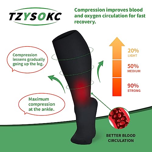 4 Pairs Plus Size Compression Socks for Women and Men 20-30 mmHg Wide Calf Extra Large for Circulation Support3