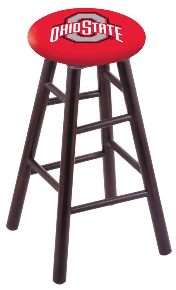 Holland Bar Stool Co. Maple Bar Stool in Dark Cherry Finish with Ohio State Seat by The