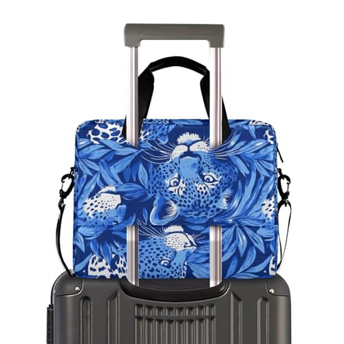 Bolso maletín para laptop crossbody 15.6" azul leopardo miniatura 4