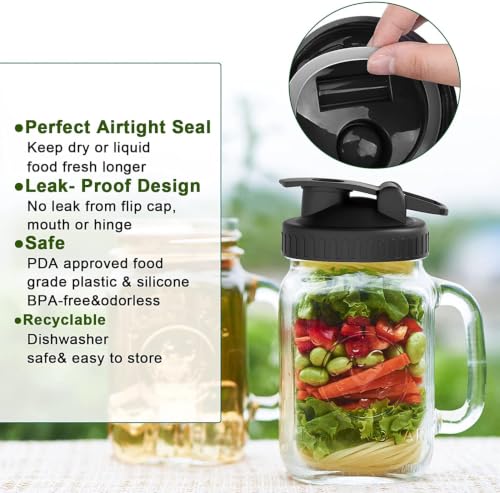 4 Pack Mason Jar Lids,Storage Lids with Silicone Seals, Leakproof and Airtight Replacement Caps for Wide Mouth Mason Jars, Reusable Resistant Jar Covers for Kitchen Food Storage - image 5
