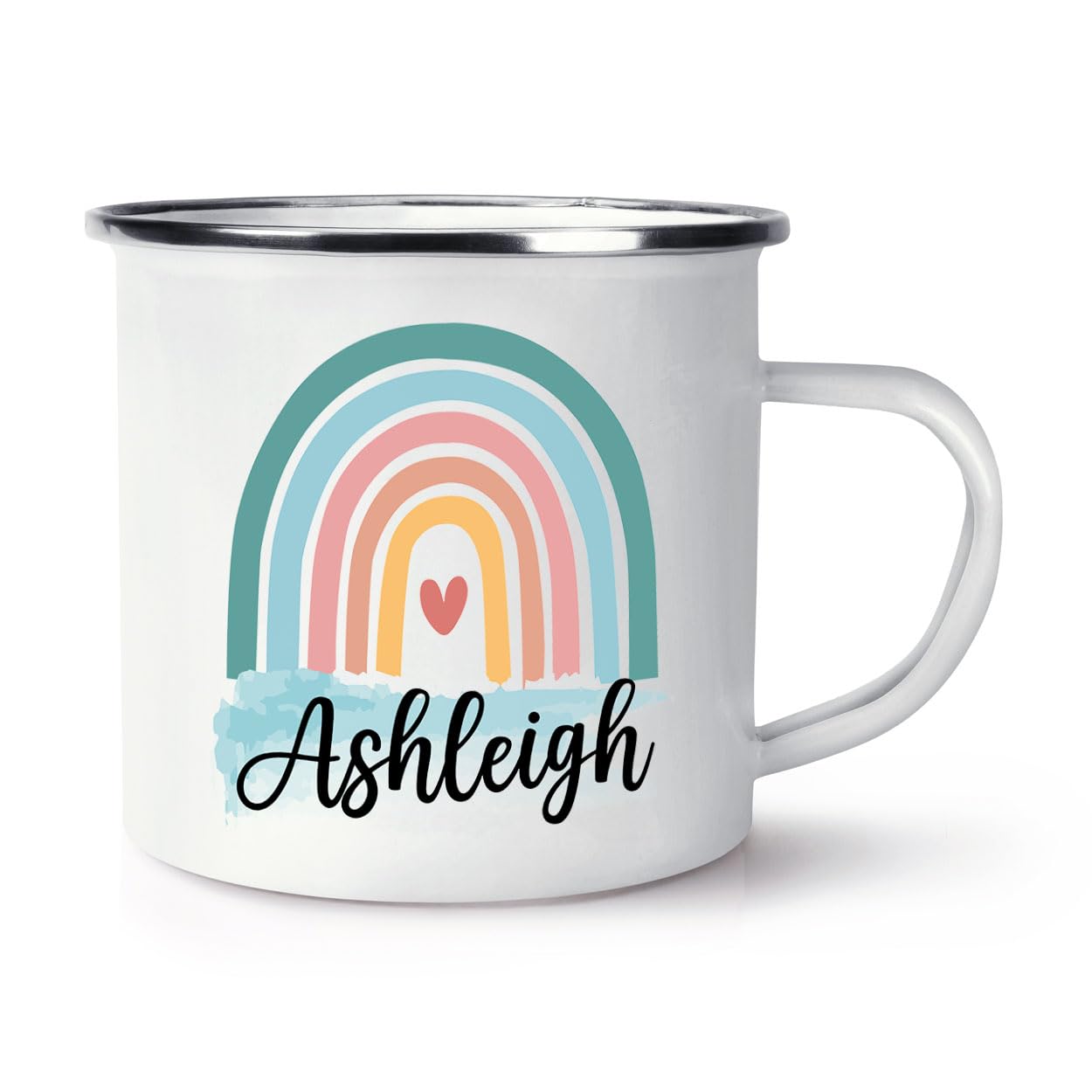 Personalised Colourful Rainbow Name Enamel Mug Cup