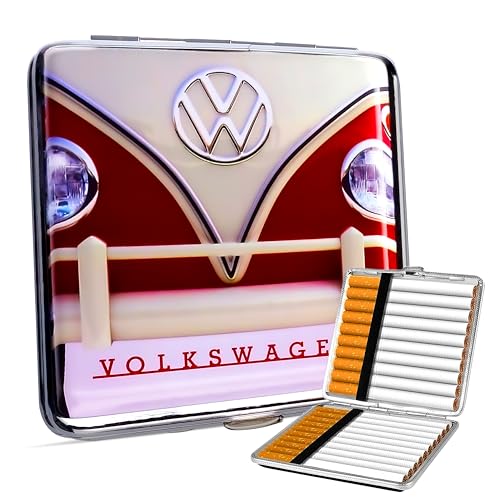 Boîte à cigarette Volkswagen officielle – Étui rigide en métal pour 20 cigarettes – Boîte cigarette compacte anti-chocs – Étui fumeur pour voiture,...