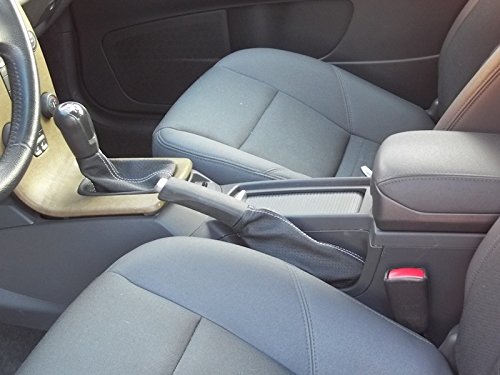 RedlineGoods ebrake Boot Compatible with Volvo S40 2004-12. Tailor Made - not Universal. Genuine top-Grade Italian Black Leather with Blue Thread