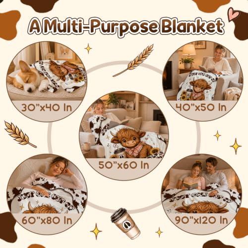 Highland Cow Throw Blanket, Fuzzy Highland Cow Print Blanket Gift40"x50" - image 4