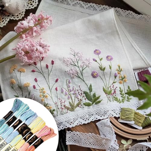 Image of 70 Yards 8 Skeins Gradient 6 Strands Mixed Color Cross Stitch Floss Variegated Embroidery Thread Colored Friendship Bracelet String Polyester Threads Set for Hand Sewing Making Craft Supply