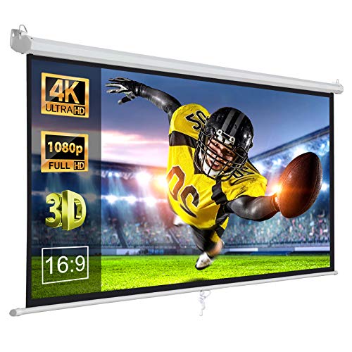 ZENY 100 Inch Projector Screen 16:9 HD Portable Projection Screen Pull Down Foldaway Movies Screen Home Theater Projector Screen Outdoor Movie Screen