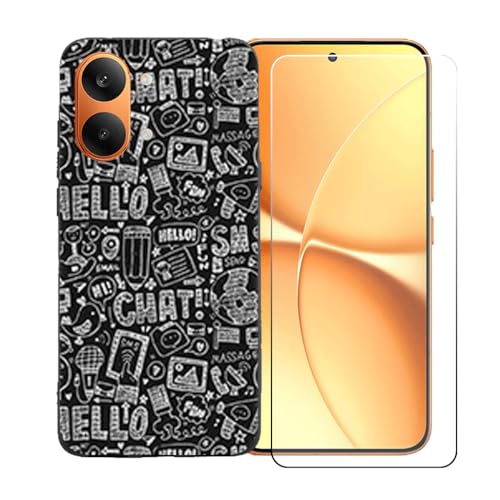 CongJiaLingXi�P�[�X�K�p �� Poco X8 Pro Max (6.83") �K�p �� �d�����ꂽ�K���X�X�N���[���v���e�N�^�[�A�_�炩���V���R�[���V�F���o���p�[�h�Ռ�TPU�ی�J�o�[�������,LLM42