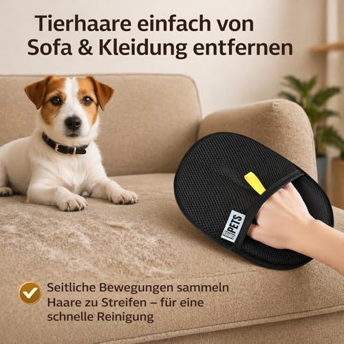 CORTES PETS Tierhaarentferner Handschuh 2 Stück – Katzenhaarentferner - Fell Magnet Handschuh für Hunde und Katzen – Hundehaare entfernen von Sofa, Teppich & Kleidung – Pet Hair Remover Glove