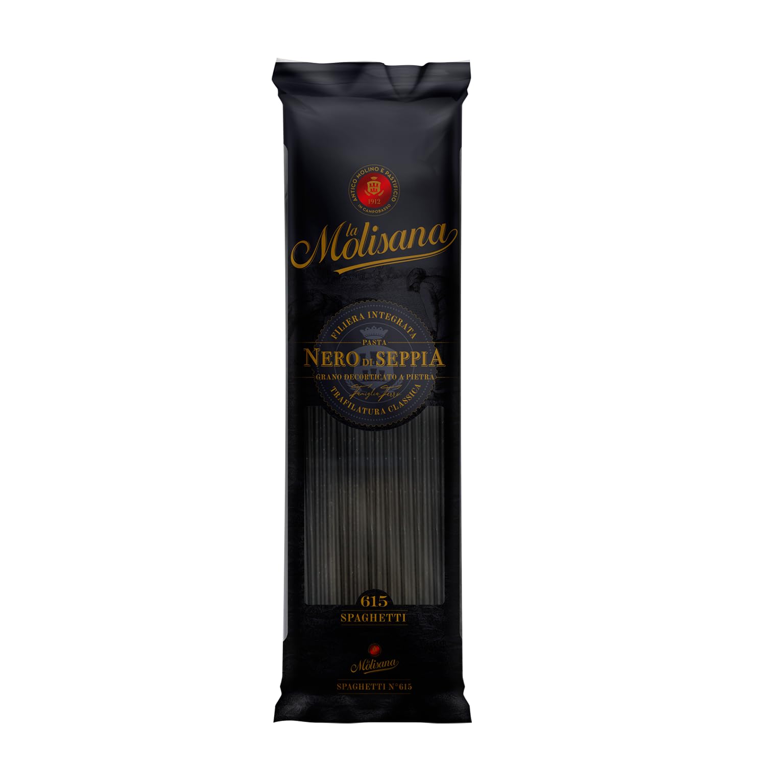 Spaghetti al Nero di Seppia - Premium Black Squid Ink imported italian Pasta 1.1 lb 500 gr