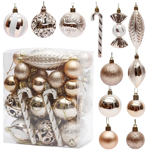 XINGLIDA Colección de adornos navideños festivos, bolas de plástico irrompibles, adornos brillantes para árbol de Navidad