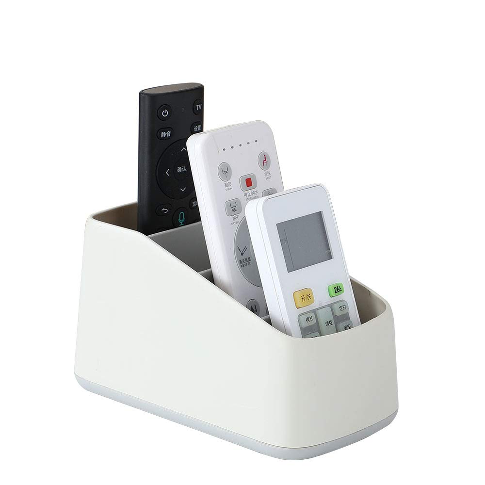 YOSCO Plastic Pens Pencils Cup/Remote Control Holder for Table Caddy,Organizer,Desktop Storage with 4 Compartments,Multi use for Store TV Remotes,Game Console,Phones,Office Supplies (Grey)