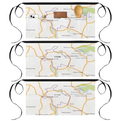 Demi-tablier pour cuisine et pâtisserie lot de 3 tabliers courts de chef avec poches