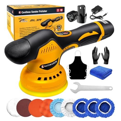 Katurasun ポリッシャー 車 電動ポリッシャー 充電式 8段階変速 125mm...
