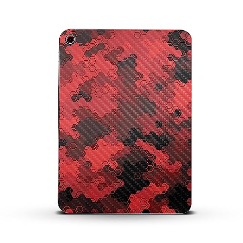 Image of MightySkins Carbon Fiber Skin Compatible with Apple iPad 10.9 inch 10th Gen (2022) Full Wrap Kit - Red Hexa Camo | Protective, Durable Textured Carbon Fiber Finish | Easy to Apply | Made in The USA