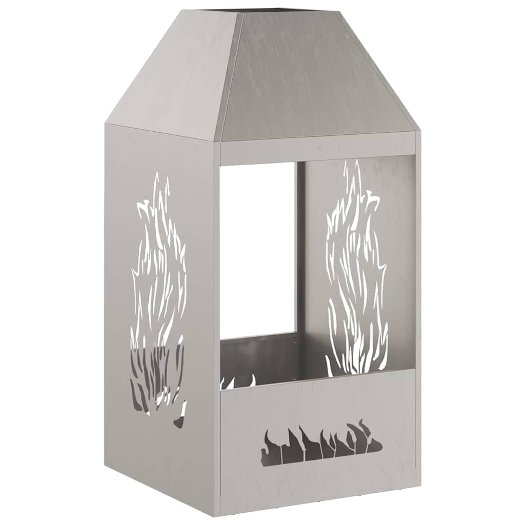 Brasero marrón 50 x 50 x 100 cm, acero resistente a la intemperie, con diseño moderno para jardín, terraza y exterior, duradero, resistente al calor, sin humo