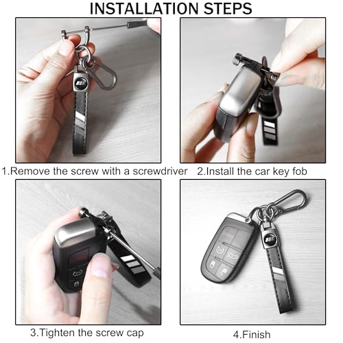 Image of YOSRTER 2PCs Leather Keychain for Toyota Tacoma 4Runner Tundra TRD Camry Rav4 Aluminium alloy Key Chain with key Ring
