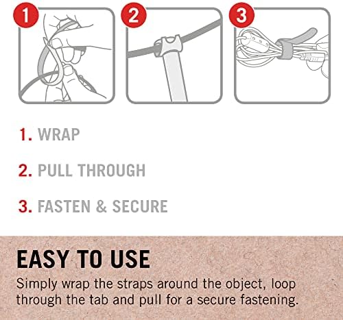 VELCRO® Brand | Eco One-Wrap Reusable Straps | Reusable, Flexible & Versatile All Purpose Straps for Home Improvement | Black | 10mm x 13cm | Set of 6