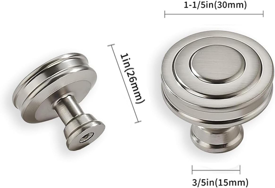 10 Pack Solid Brushed Satin Nickel Knob Hardware Cabinet Handles Kitchen Cabinet Hardware Vanity Handles Bathroom Cabinet pulls