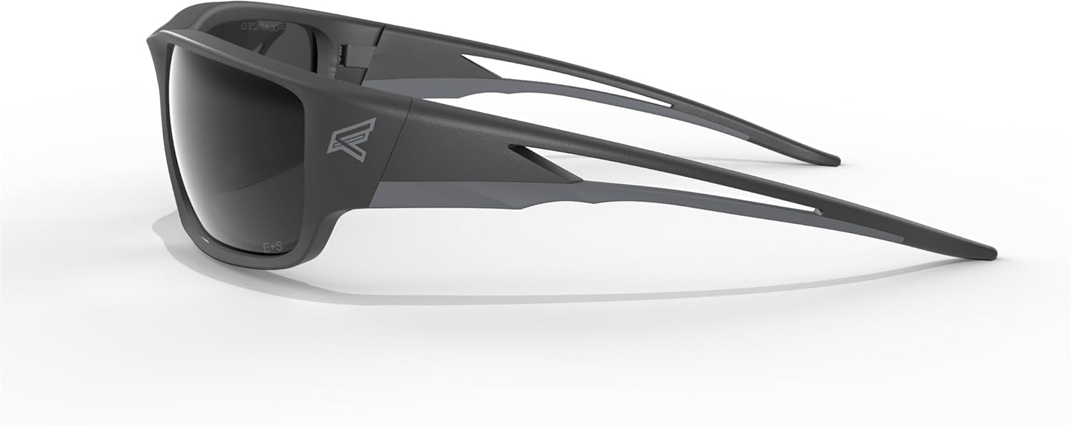 EDGE Kazbek Wrap-Around Safety Glasses, Anti-Scratch, Non-Slip, UV 400, Military Grade, ANSI/ISEA & MCEPS Compliant (Black, Polarized Smoke) - Image 3