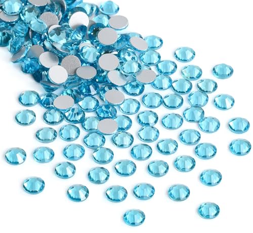 Image of Jollin Crystal Flatback Rhinestones Gems for Crafts 1.8mm SS5, Aquamarine | Glue Fix, 2880pcs Glass Rhinestones for Crafting, Clothes, Tumblers, Nail Art, Shoes, Bags, Caps & Accessories Decoration