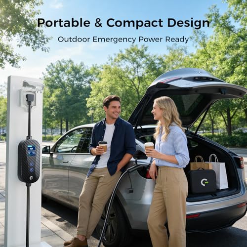 Image of Level 1&2 Tesla Mobile Charger, (16A /12A, 240V-110V, 16FT Cable), Adjustable Current /Timer Tesla Home Charger, NEMA 6-20 & 5-15 Plug, NACS Connector for All Tesla Model 3 /Y /X /S /Cybertruck