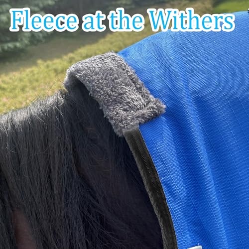Image of Horse Turnout Blanket, 1680 D Horses Blanket with Detachable Neck Cover, 220g Filling Medium Weight Blankets, Waterproof Snow Proof Blanket for Horses