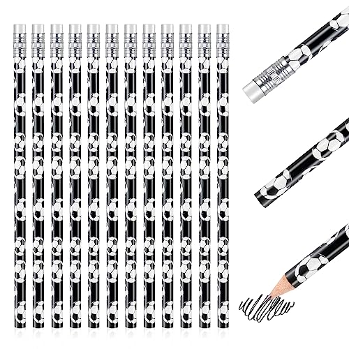 AUAUY - AUAUY 12 Pièces Crayons de Football avec Gomme, en Bois, à Dessin sur Thème de Foot, Fantaisie pour Enfants, Fourniture Scolaire, Cadeau, Rentrée
