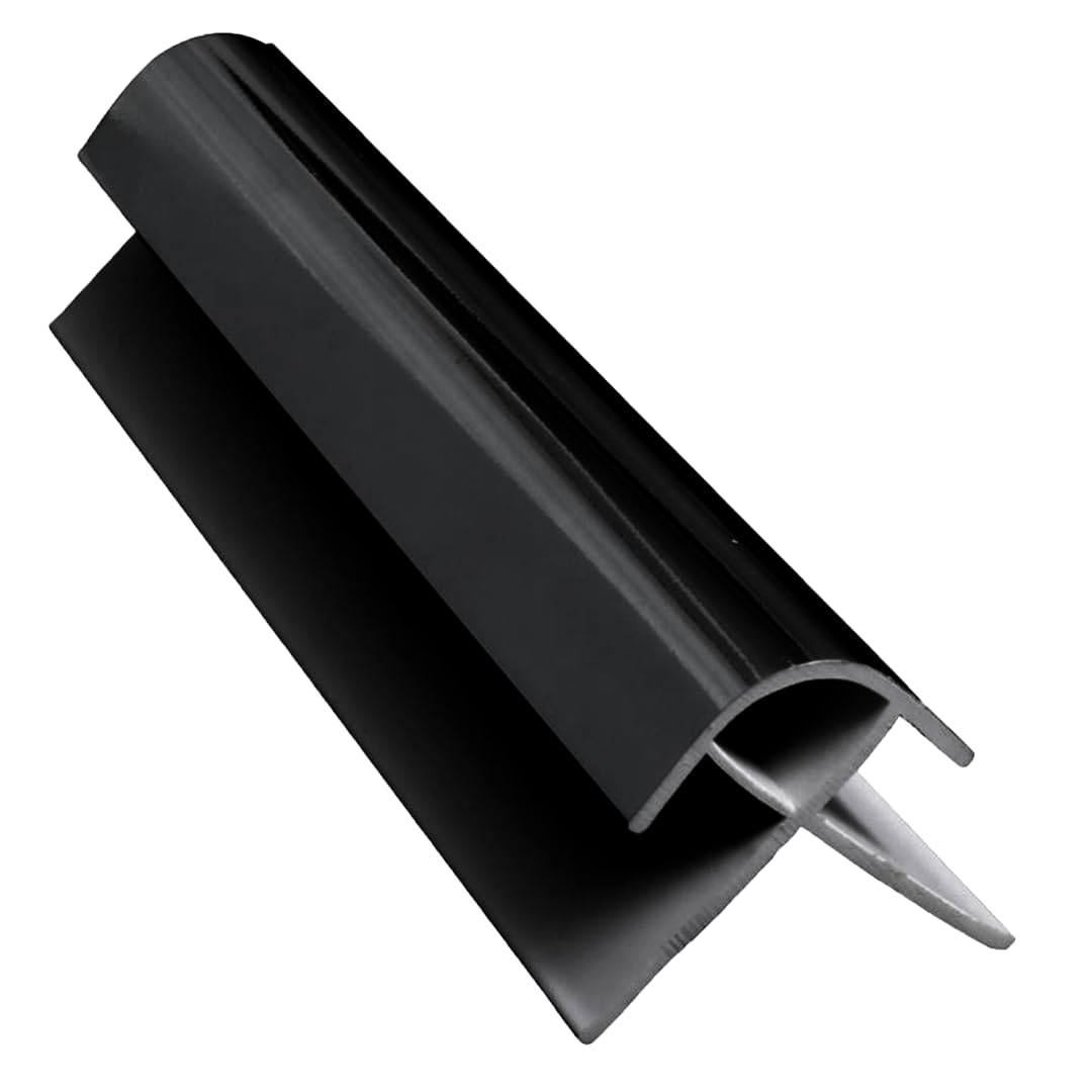 Built Right 8mm Cladding Trims for Bathroom Wall Panels, Cove, U, Internal, External, H & L Trim, 2700mm, White Black Silver (Black, External Trim)