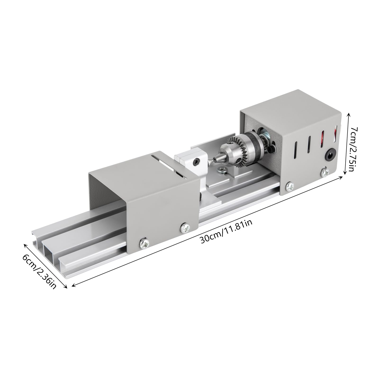 Mini torno de 96 W, 12-24 V, 9000 rpm, 7 marchas, fresadora de metal, rango de sujeción 0,02 – 0,24 pulgadas, torno de madera para grabado, lijado, corte