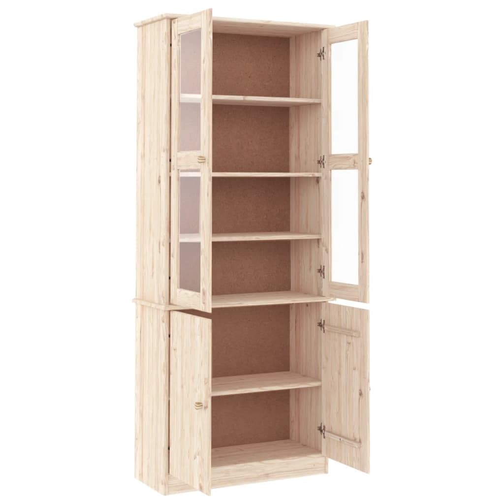 Vetrina Alta 77x35x186,5 cm in Legno Massello di Pino, Vetrina Soggiorno/Cucina, Rustico