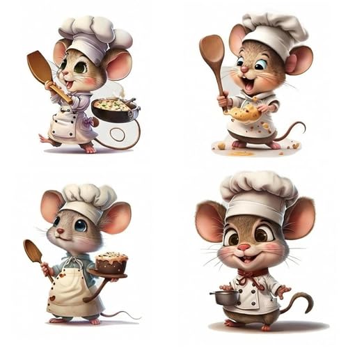Nevoluxer Lot de 4 Autocollants Muraux pour Cuisine, Décalcomanies Murale Thème Chef, Stickers Adhésifs Vinylique Décoratifs pour Espace Cuisine,...