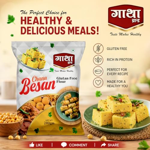 Image of Gatha Besan (Gram Flour) 250 gm each (pack of 2) - 100% Pure Chana Dal Flour | Finely Ground | No Preservatives, No Chemicals | Ideal for Pakora, Sweets & Daily Cooking