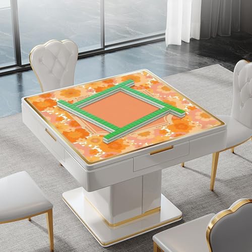 Tapis de table mahjong 80cm carré au style de jeu botanique - 2