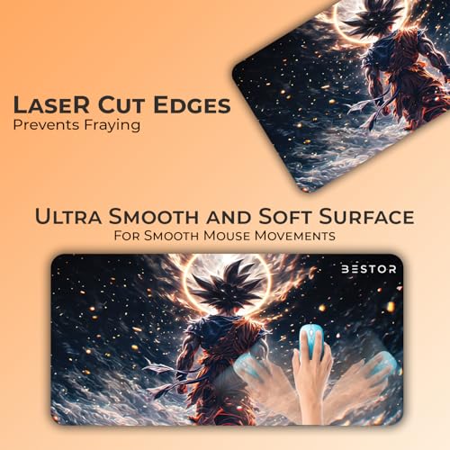 Image of BESTOR Mousepad with Precise Cut Edges, Waterproof Surface & Non-Slip Rubber Base Stitched Edges Gaming Mouse Mat for Laptop (60cmx34cm)