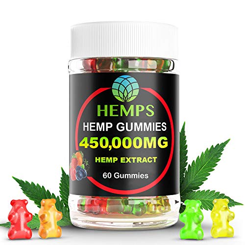 Premium Hemp Gummy Bears , 60 Count, 450,000mg High Potency Hemp Oil, Natural Calm, Sleep Aid, Stress, Pain and Anxiety Relief, Inflammation, Nausea, Pure Naturally Occurring Hemp Oil Organic
