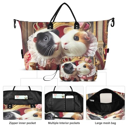 Funny Guinea Pig Hamster Duffel Bags Travel Makeup Bag Set of 2, Animal Womens Gym Tote Carry on Tote2