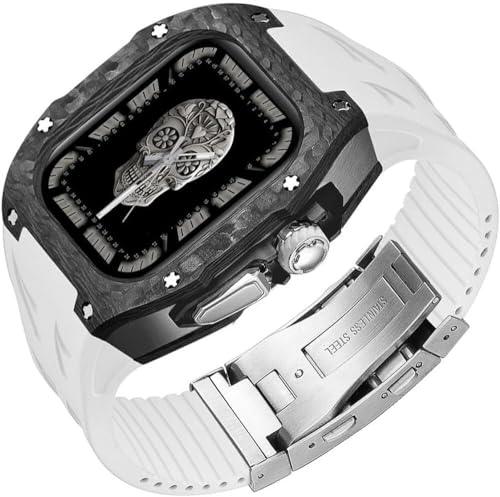 Boîtier montre fibre de carbone antichoc et bracelet caoutchouc fluor Apple Watch 49mm