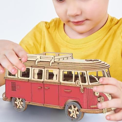 INSDHCCHD Puzzle en Bois 3D for Adultes, Kits De Modèles De Camping-Cars À Construire, Puzzle À Faire Soi-même, Kit De Construction, Cadeaux for Garçons Et Filles 226 Pièces.(Red) – vue 3