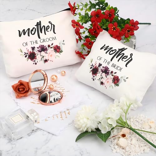 Coume 6 Pack Mother of the Groom Bride Cosmetic Bag Wedding Gifts Mother of Bride and Groom Makeup Mirror Mom Handkerchief for Mom in Law for Engagement Favor4