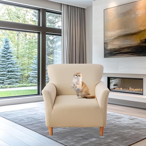 FUANGUI Banquet Armchair Slipcover Chair Covers with Arms Stretch Club Chair Slipcover Soft Armchair Sofa Covers Anti-Slip Furniture Protector for Dogs Pets Home Living Room Decor - Image 5